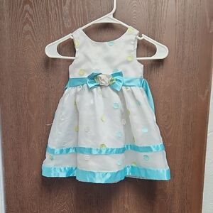 Youngland White Dress with Blue and Yellow Accents